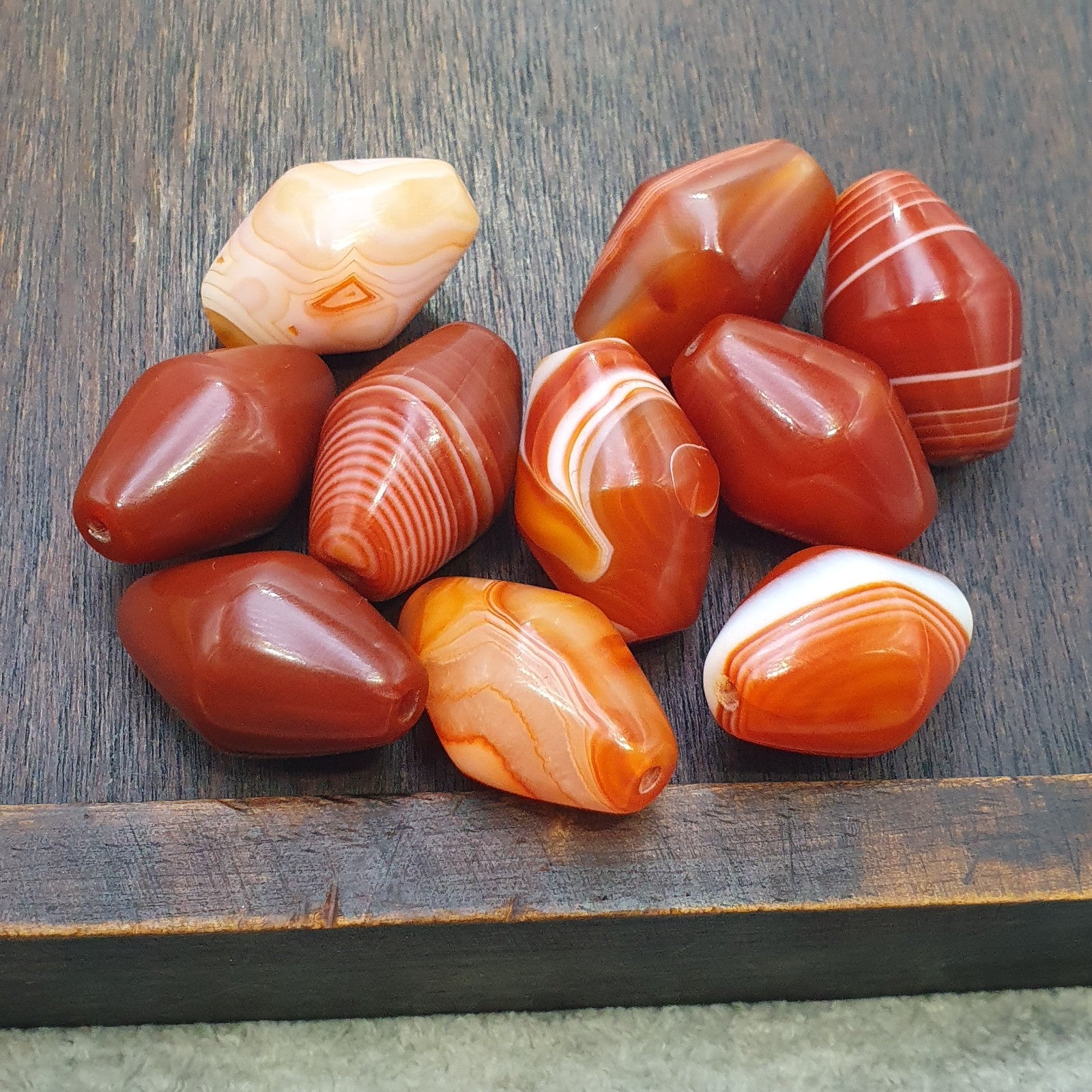 Himalayan red agate Beads Lot – Tibetan carnelian beads, Eye Agate Beads