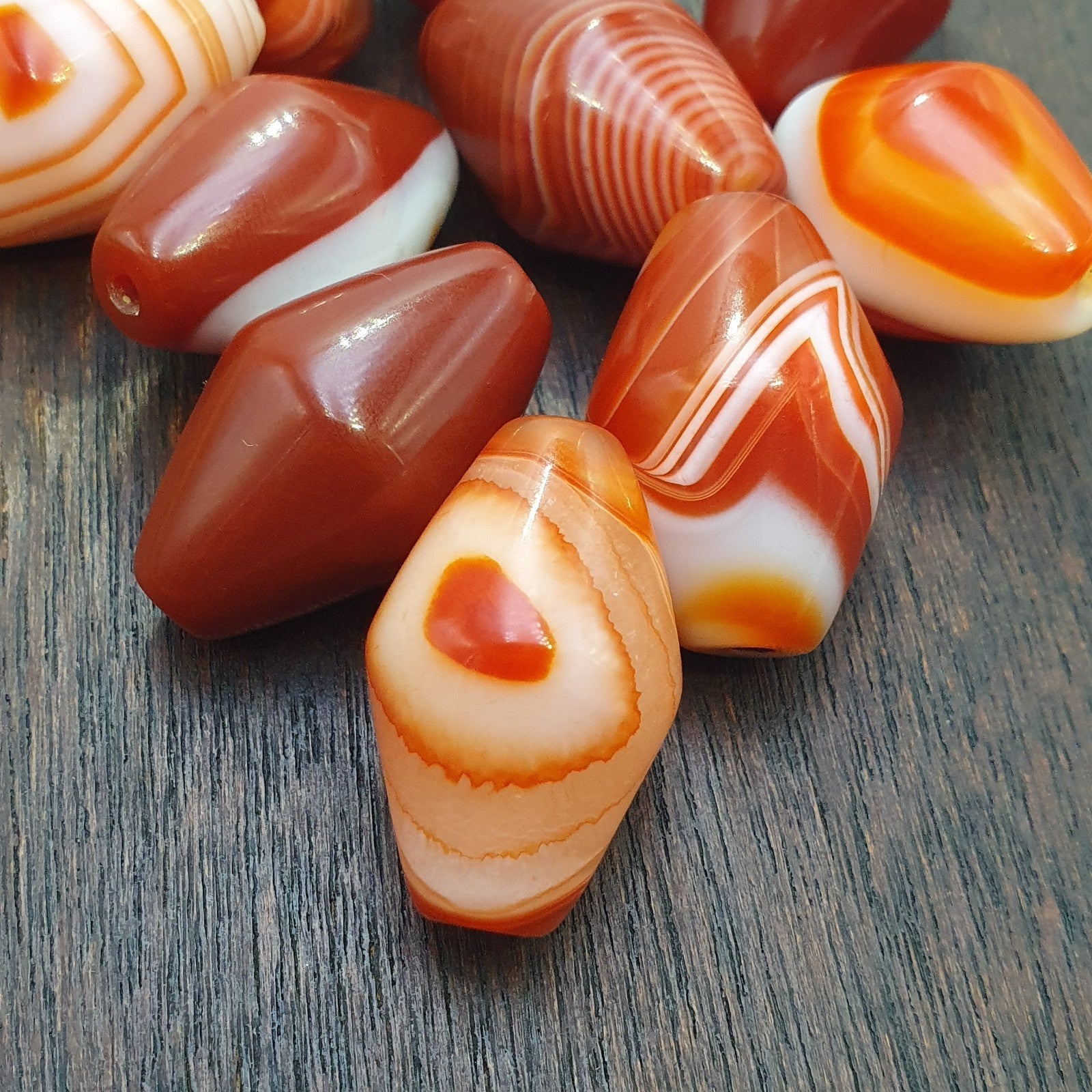 Himalayan red agate Beads Lot – Tibetan carnelian beads, Eye Agate Beads