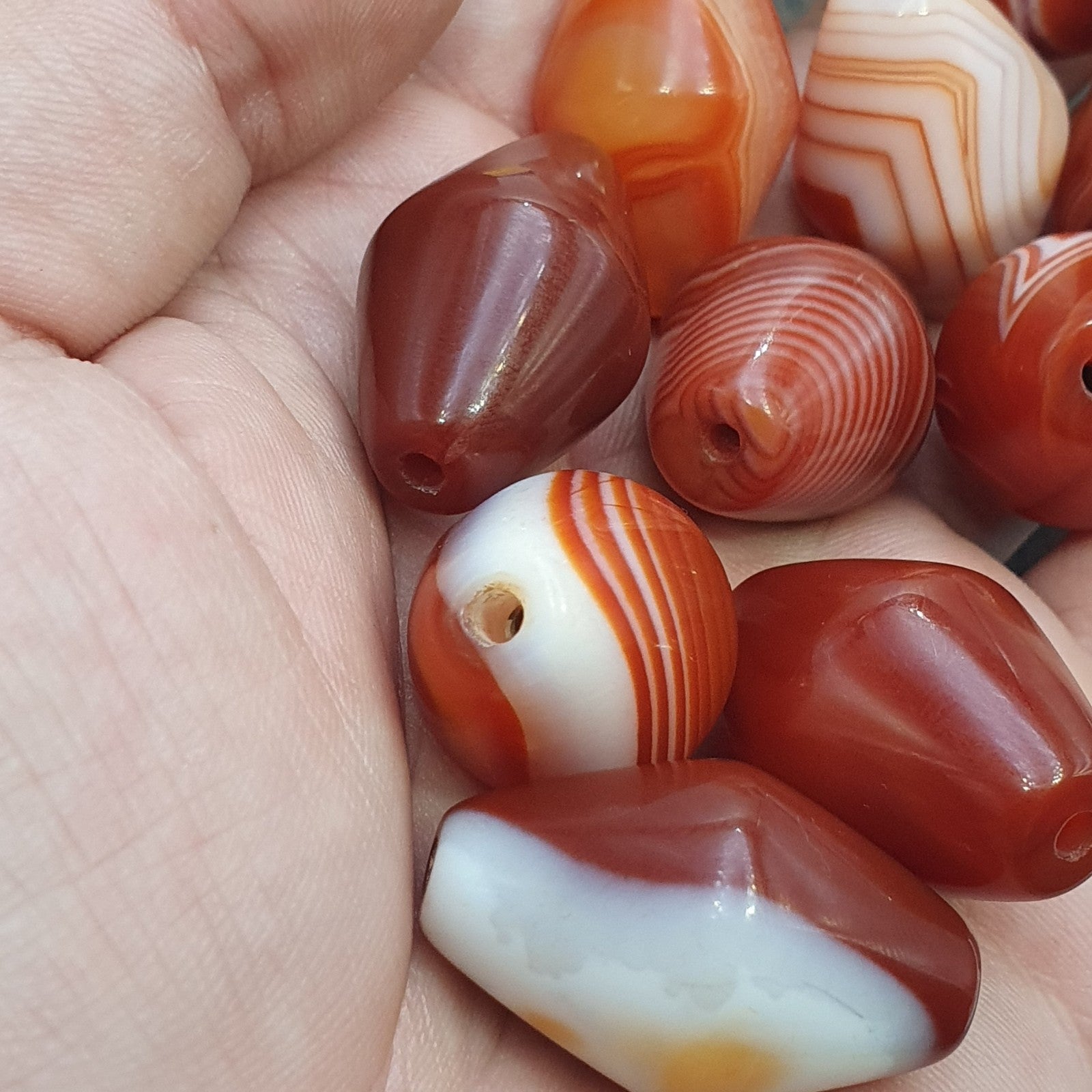 Himalayan red agate Beads Lot – Tibetan carnelian beads, Eye Agate Beads