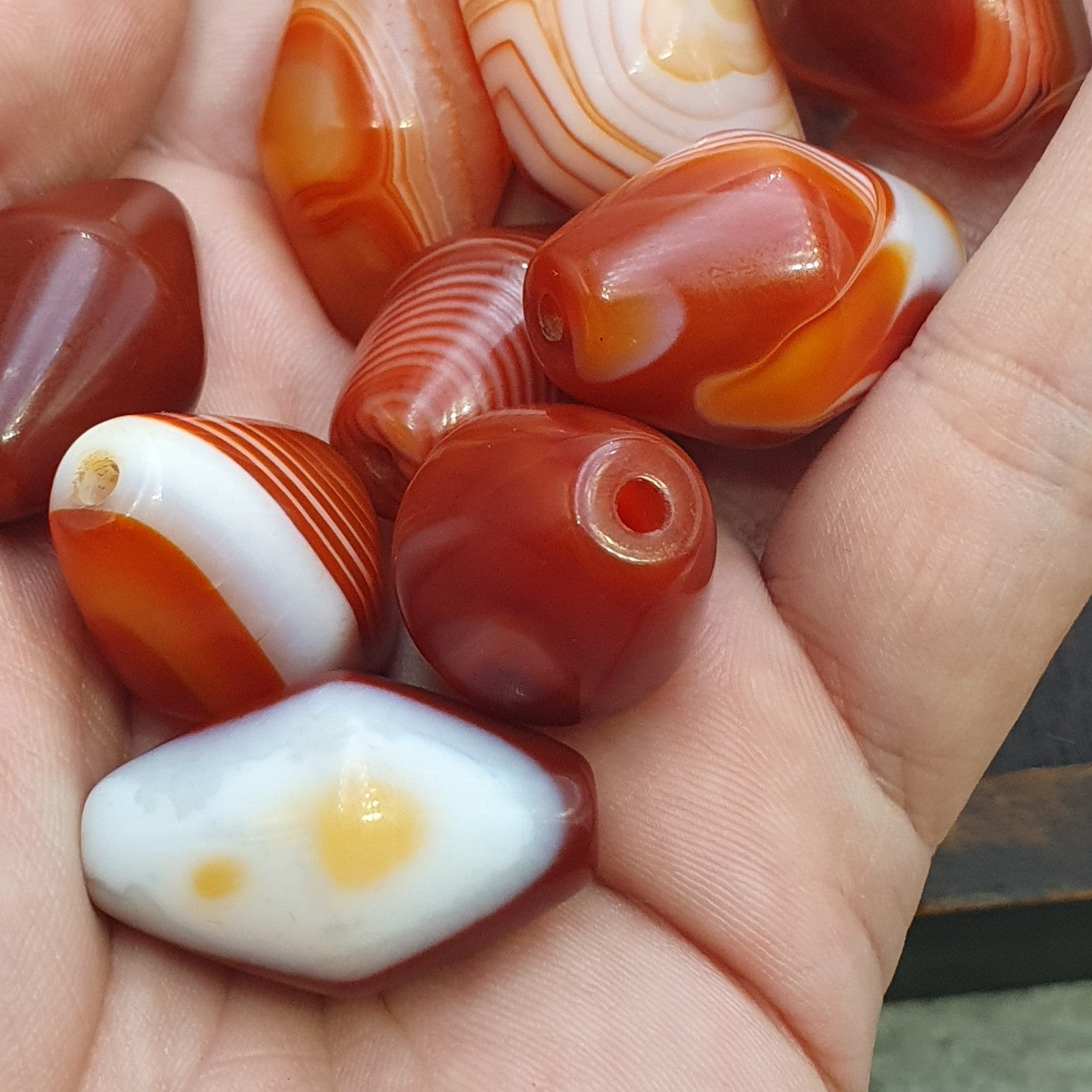 Himalayan red agate Beads Lot – Tibetan carnelian beads, Eye Agate Beads