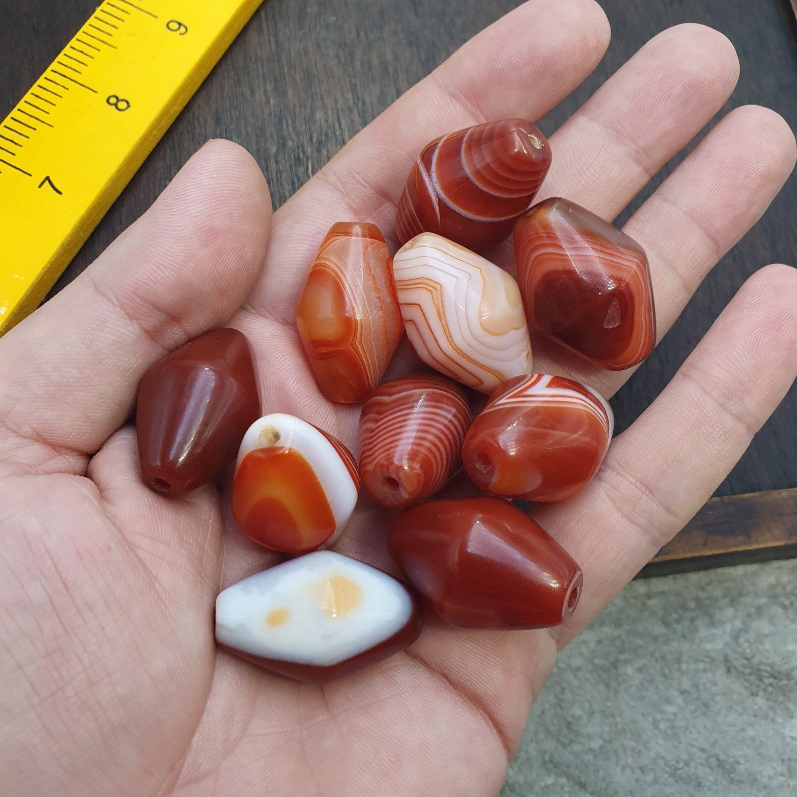 Himalayan red agate Beads Lot – Tibetan carnelian beads, Eye Agate Beads