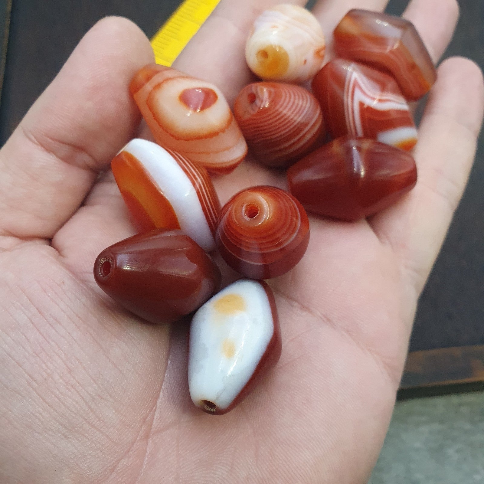 Himalayan red agate Beads Lot – Tibetan carnelian beads, Eye Agate Beads