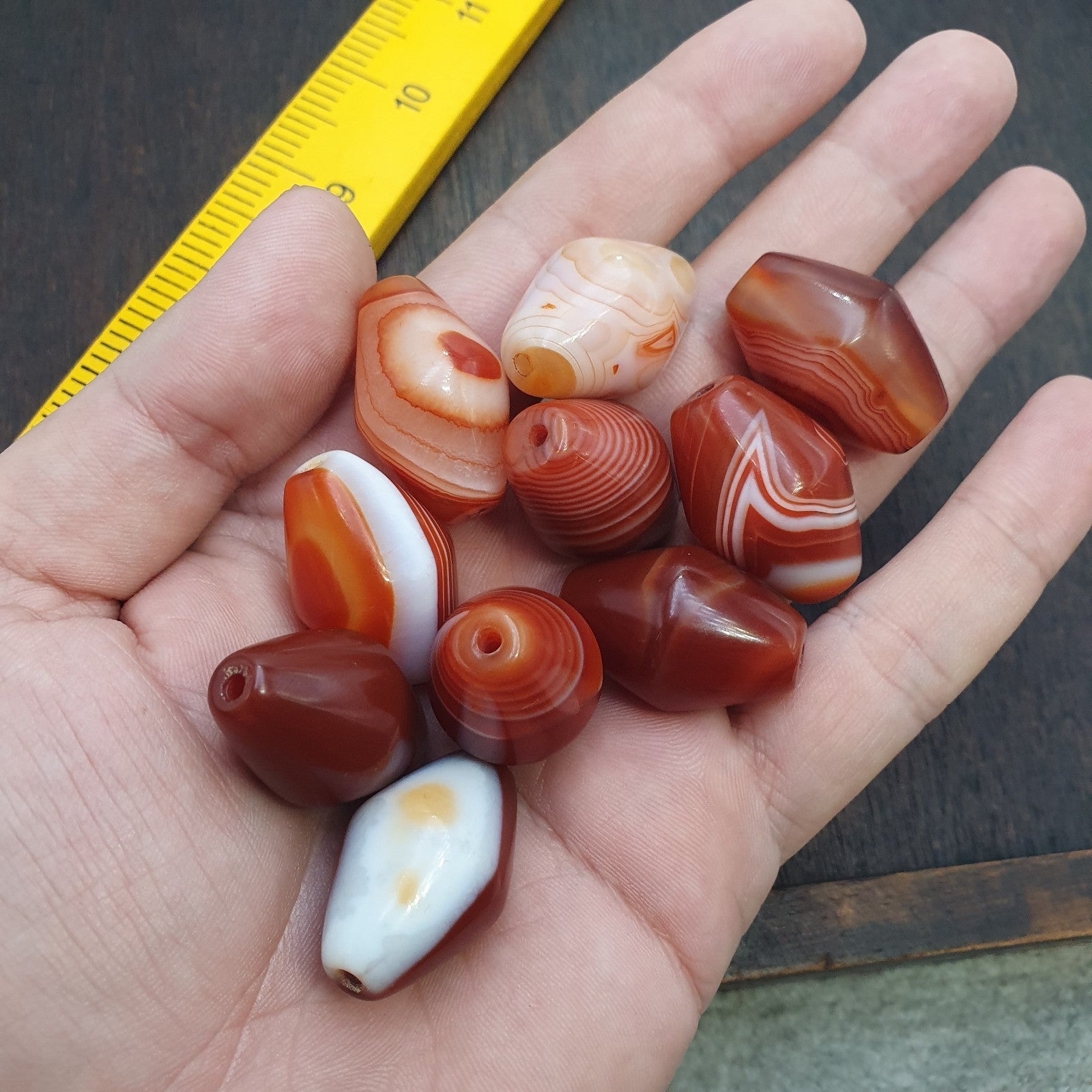 Himalayan red agate Beads Lot – Tibetan carnelian beads, Eye Agate Beads