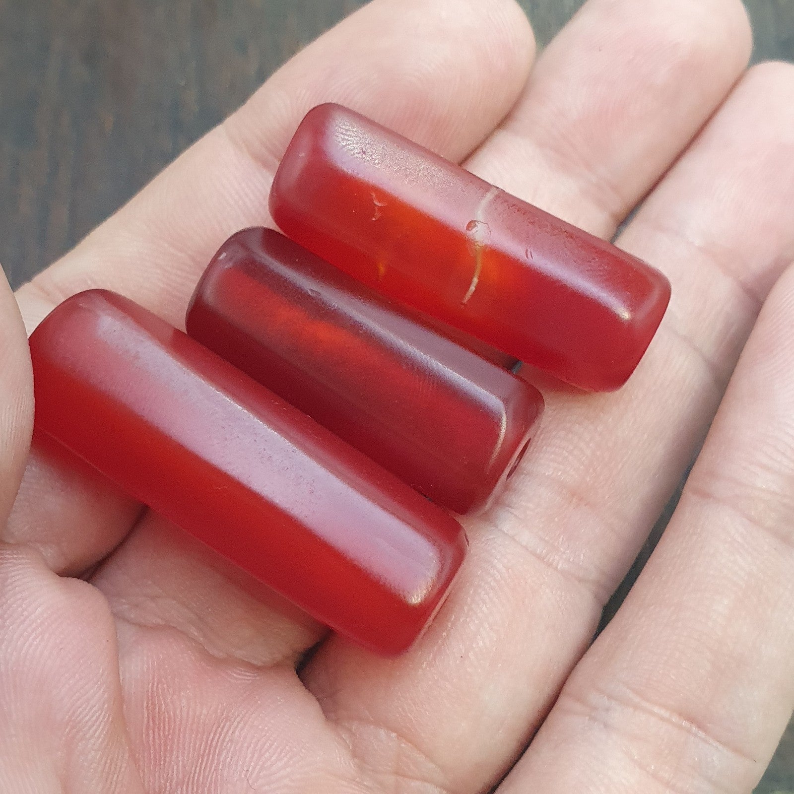 Lot 5 antique red agate himalayan tibetan agate carnelian beads