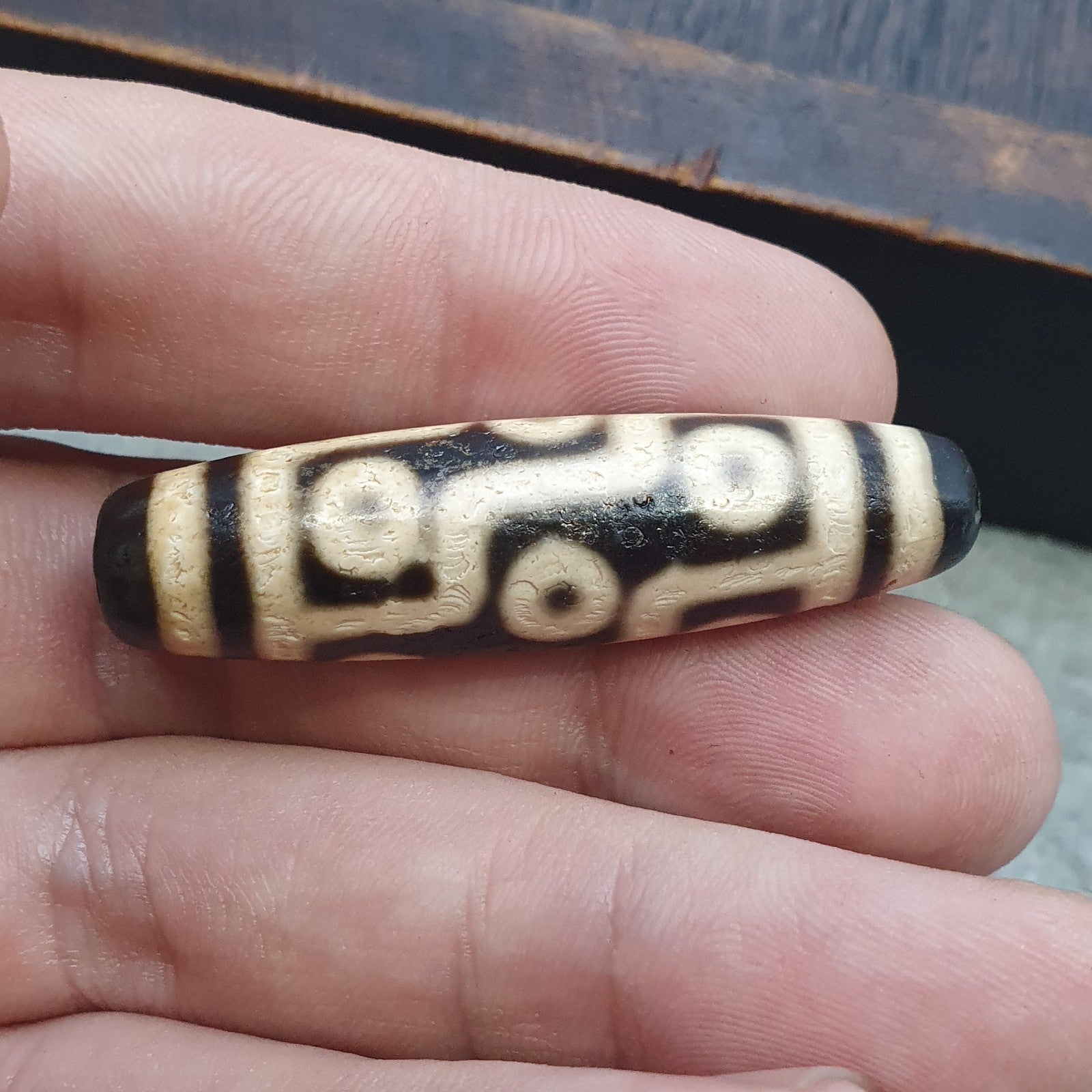 9 Eyes Pattern Black Tibetan Agate Dzi  Bead Amulet Necklace