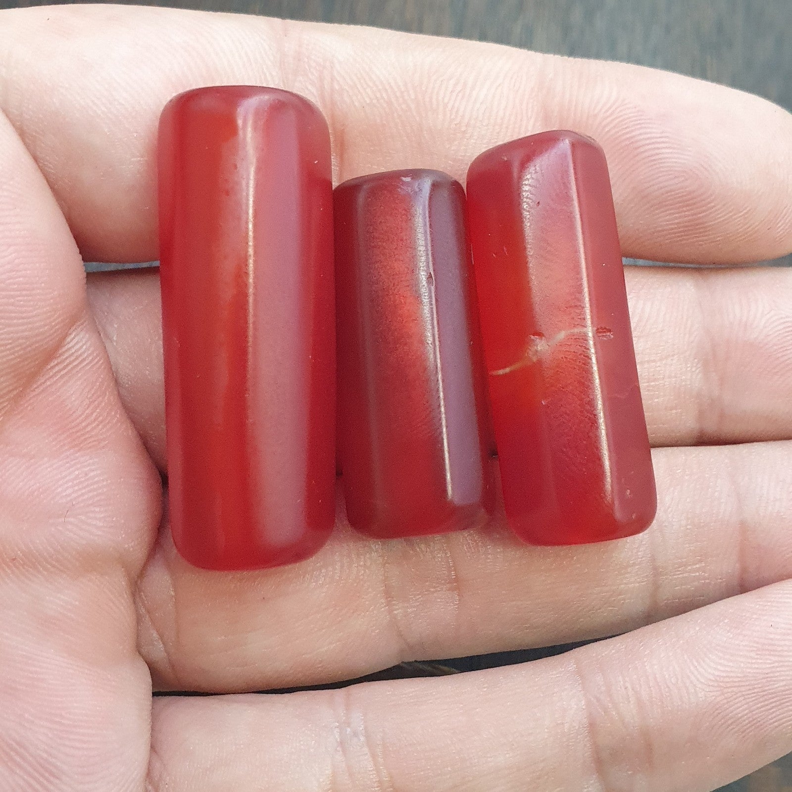 Lot 5 antique red agate himalayan tibetan agate carnelian beads