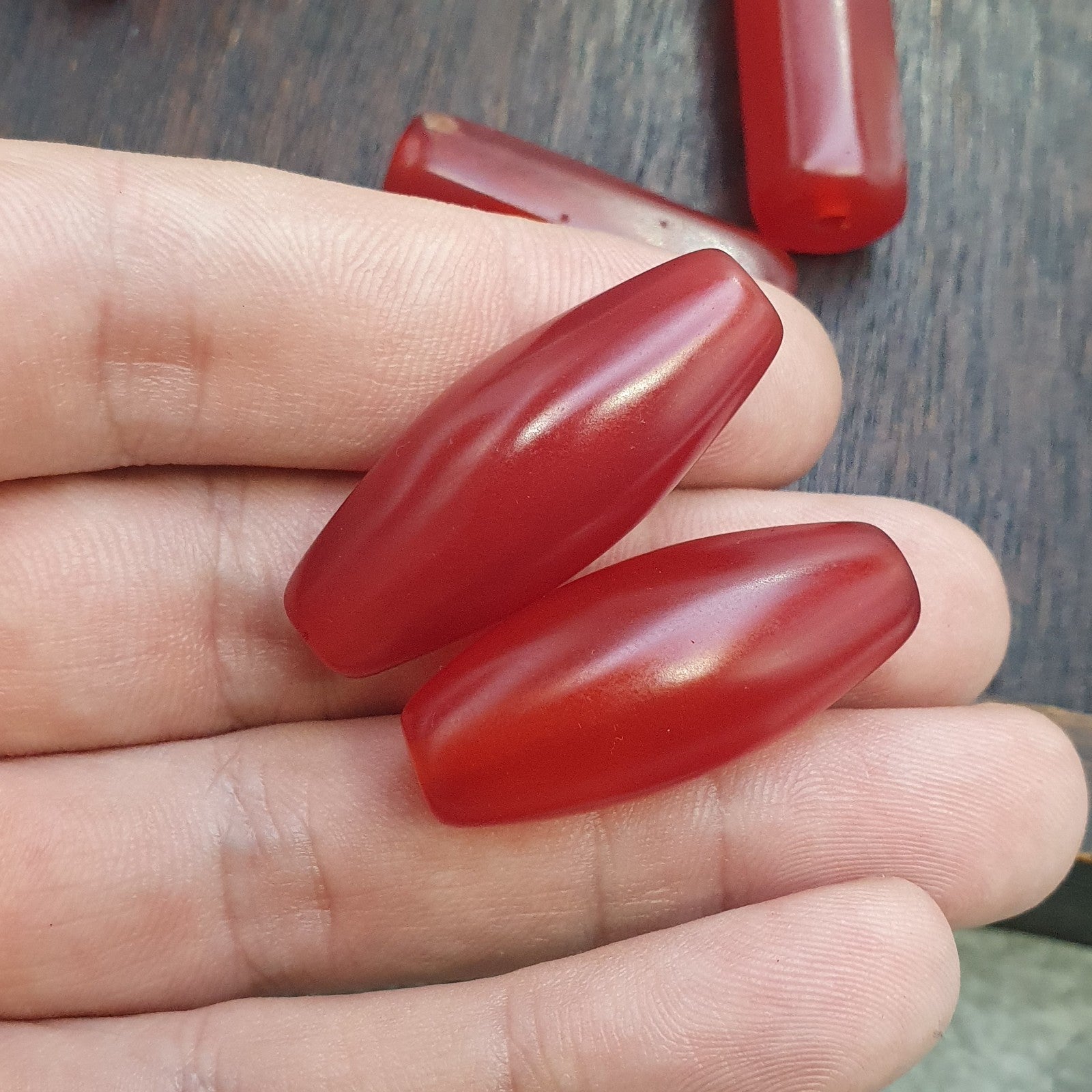 Lot 5 antique red agate himalayan tibetan agate carnelian beads