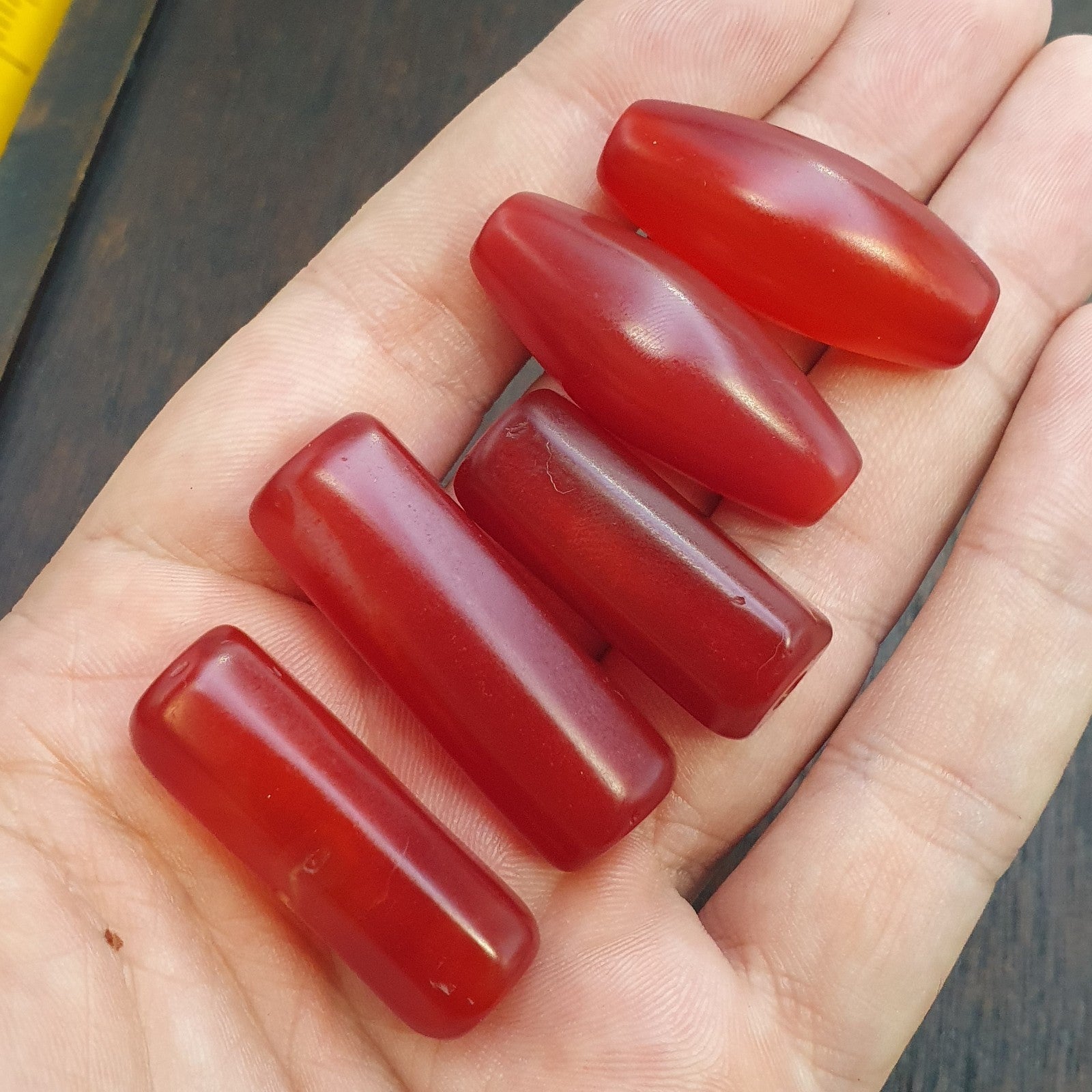 Lot 5 antique red agate himalayan tibetan agate carnelian beads