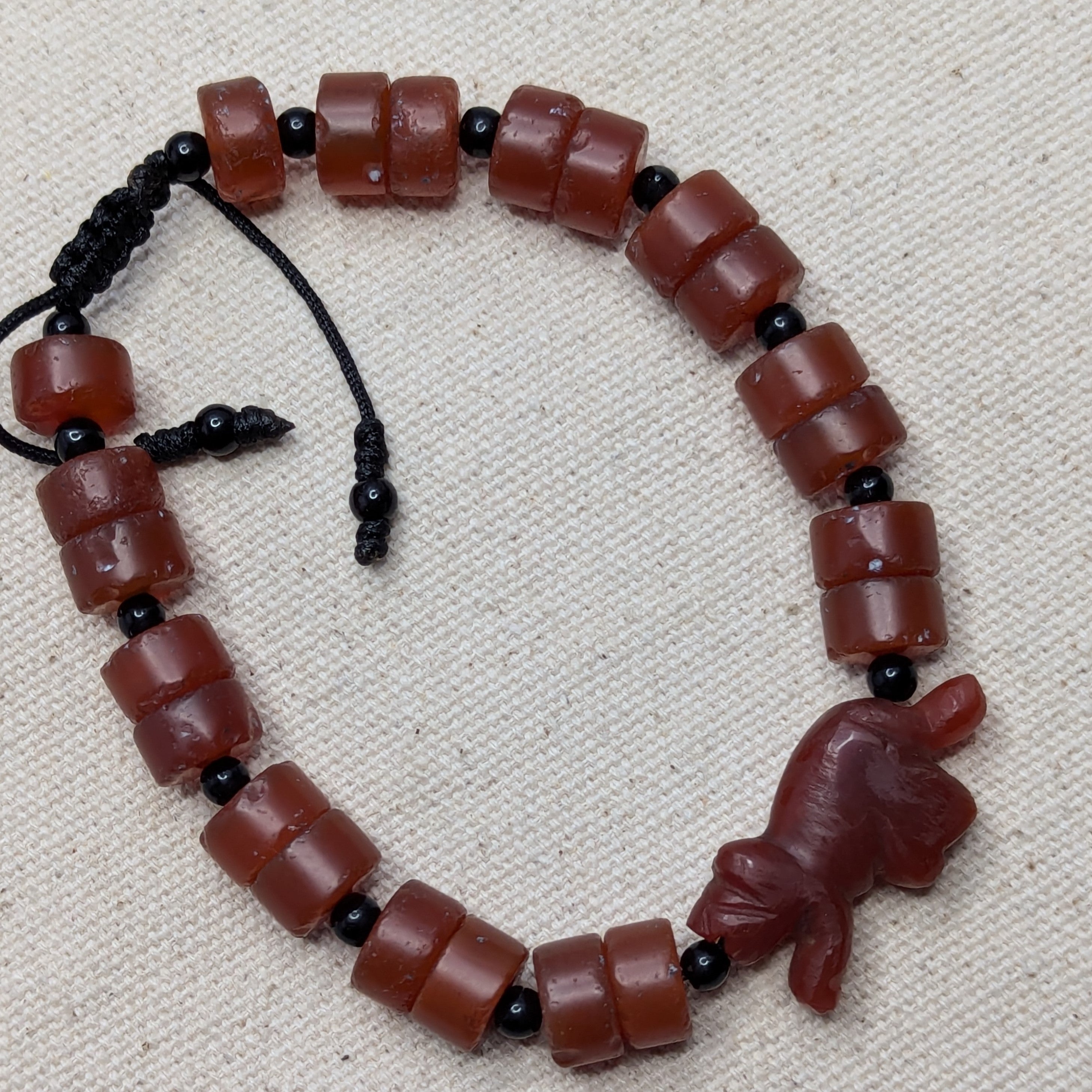 Vintage Carnelian Animal Figurine Bracelet with Carnelian Beads