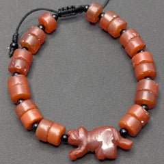 Vintage Carnelian Animal Figurine Bracelet with Carnelian Beads