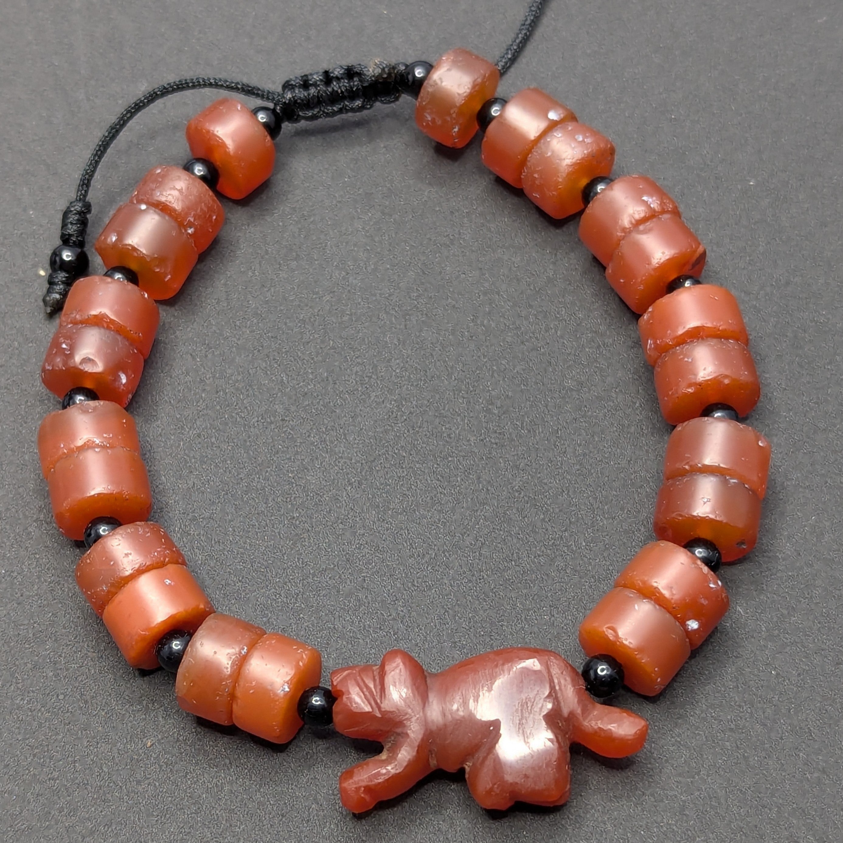 Vintage Carnelian Animal Figurine Bracelet with Carnelian Beads