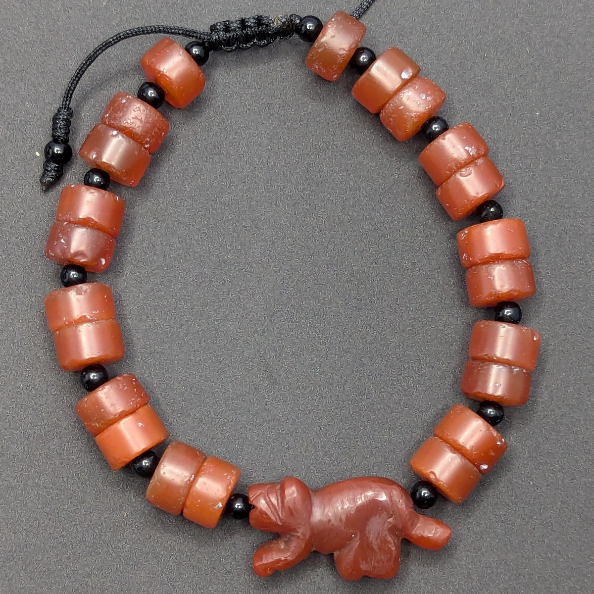 Vintage Carnelian Animal Figurine Bracelet with Carnelian Beads