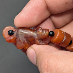 Vintage Carnelian Animal Figurine Bracelet with Carnelian Beads