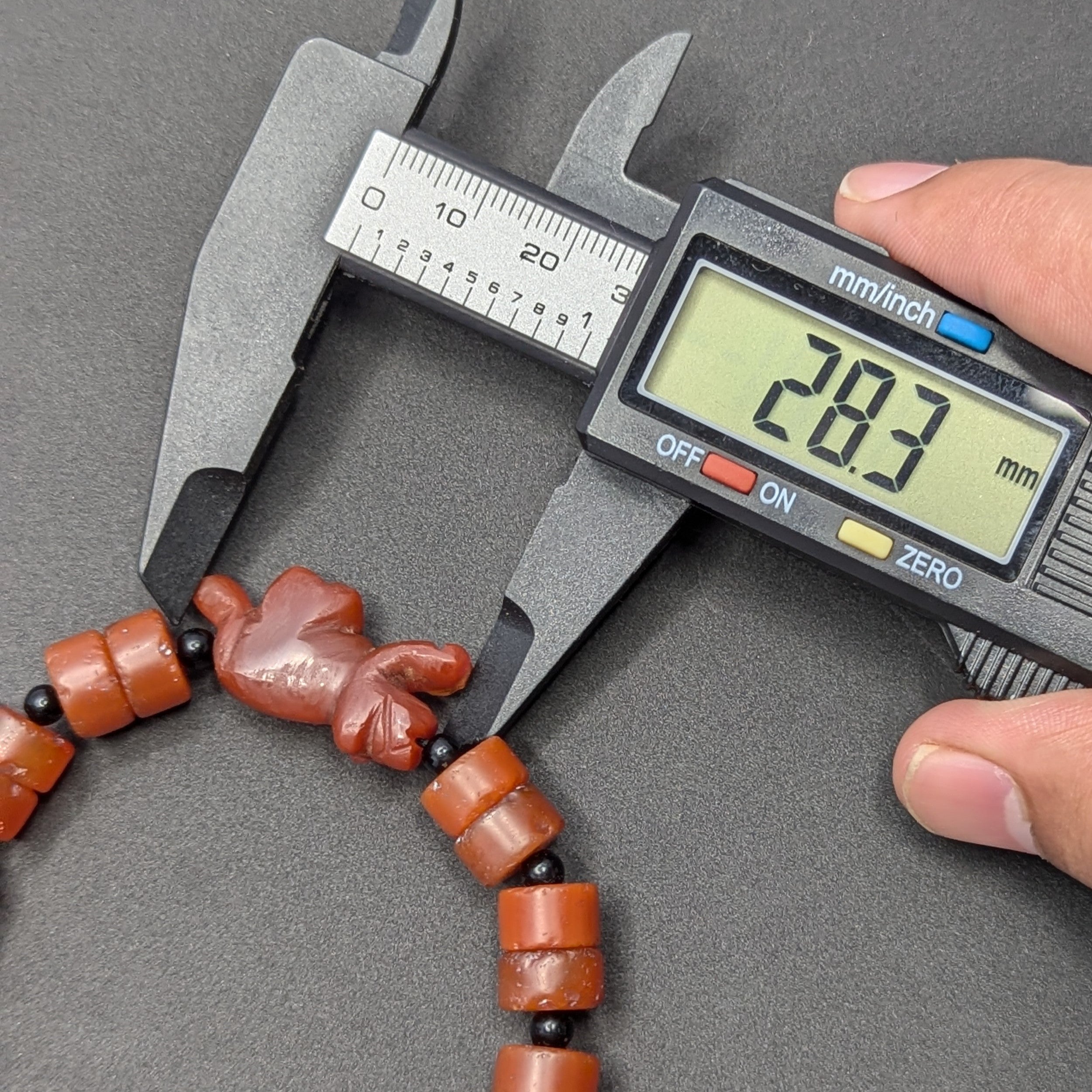 Vintage Carnelian Animal Figurine Bracelet with Carnelian Beads