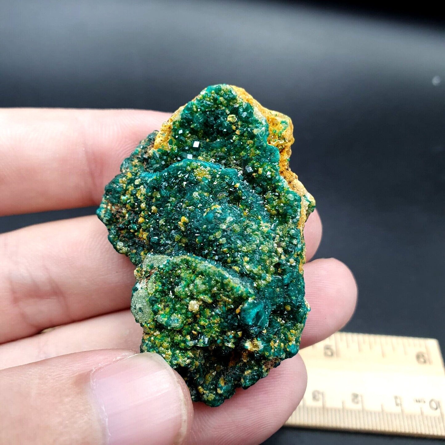 Natural dioptase rare crystal emerald green color specimen 37.8 grams  congo