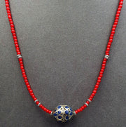Vintage Afghan Brass, Venetian White Heart Necklace, Antique Glass Trade Beads | Turn-Of-20th-Century, 4mm