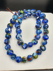 Strand 15mm Venetian Inspired Trade Glass Bead Necklace, Multi Color, 44 Pc Full, Vintage, 18.5MM, Collector