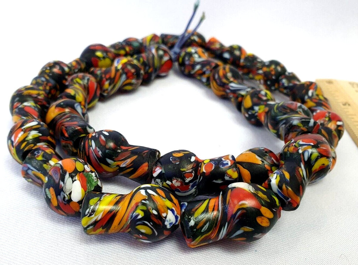 Vintage Trade Beads Very Unique Bottle Shape Beaded Strand Necklace