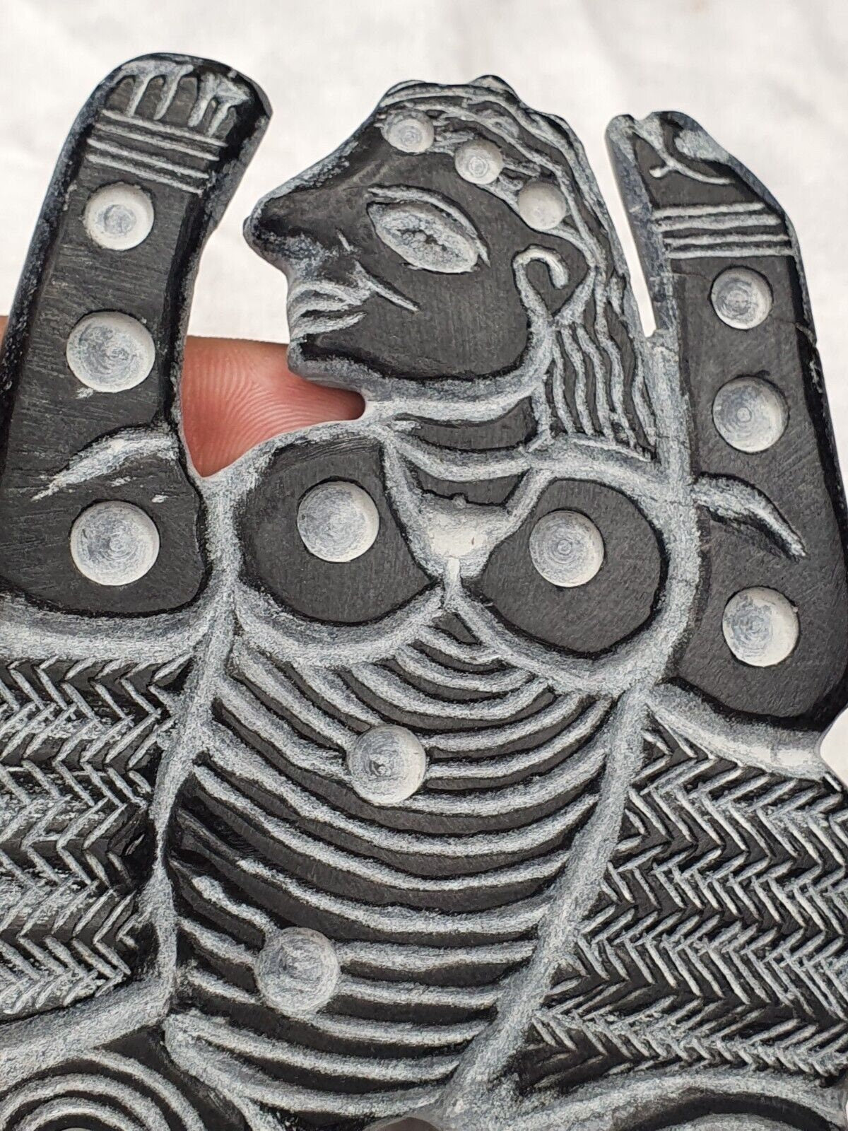 Ancient jiroft civilization chlorite stone figure of mystical muscular menGift