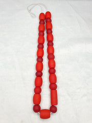 Red Glass Bead, Vintage Style Necklace | Large 15-17mm Round Beads, 24 Inch Long Strand, 29 Count
