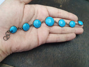 ArtificialTurquoise, Vintage Boho Bracelet | Sterling Silver Setting | One Size Fits Typical Wrist