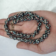 Black Venetian Inspired Beads, Hundred Eyes Skunk Necklace | Glass Trade Strand | 10Mm, 20 Inch Long