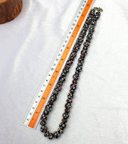Black Venetian Beads, Hundred Eyes Skunk Style Necklace, Long Strand | Glass Trade | 10-11mm, 20 Inch