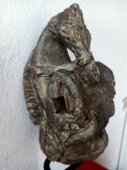 1700er Jahre alte alte handgeschnitzte seltene Pferdefigur aus Holz 