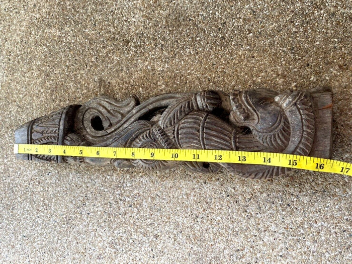 Antique Wood Carving Wall Bracket Corbel Chinese Dragon Lion 16 Inches