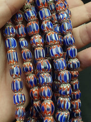 Blue and red color  chevrons venetian beads african necklace 11-11.5mm