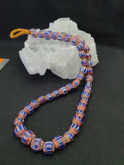 Blue and red color  chevrons venetian beads african necklace 11-11.5mm