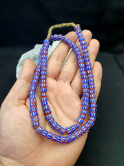 Tiny blue chevrons venetian beads african necklace 8mm
