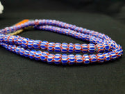 Tiny blue chevrons venetian beads african necklace 8mm
