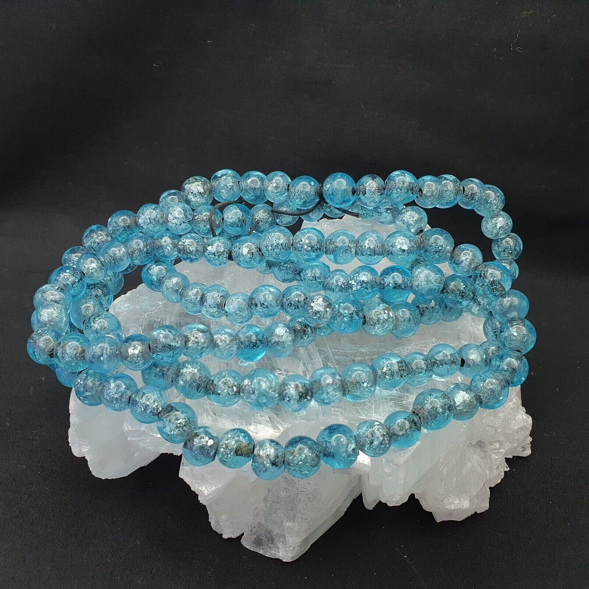 Antique glass beads dutch lamp work aqua blue beads 11-11.5 mmGift