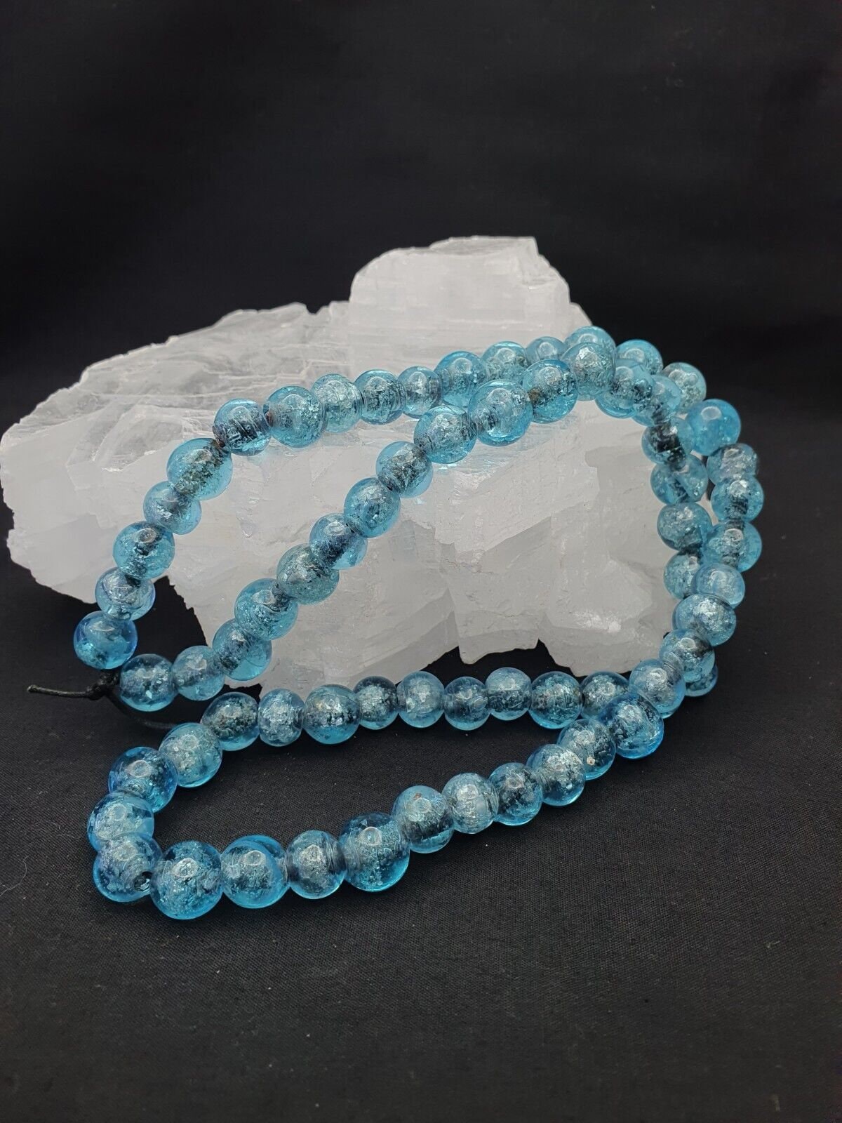 Antique glass beads dutch lamp work aqua blue beads 11-11.5 mmGift