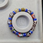 Vintage Blue Chevron African Glass Bead Bracelet