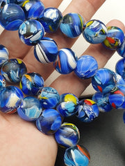 Strand 15mm Venetian Inspired Trade Glass Bead Necklace, Multi Color, 44 Pc Full, Vintage, 18.5MM, Collector