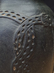 Ancient old near eastern mesopotamia chlorite stone vase with mystical engraving