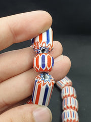 Vintage Chevron Trade Glass Bead Necklace