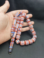 Vintage Chevron Trade Glass Bead Necklace