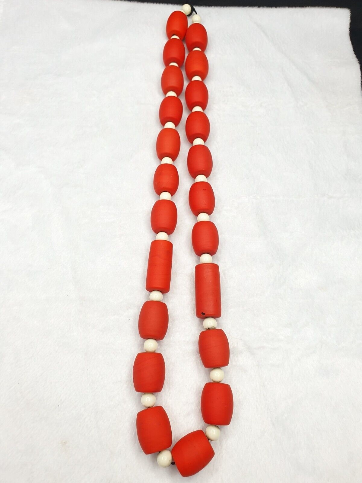 Red Glass Bead Long Strand Necklace (24 inch)