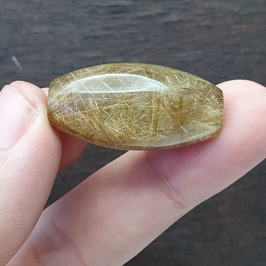 Golden Rutilated Quartz Bead: No Hole