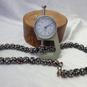 Black Venetian Inspired Beads, Hundred Eyes Skunk Necklace | Glass Trade Strand | 10Mm, 20 Inch Long