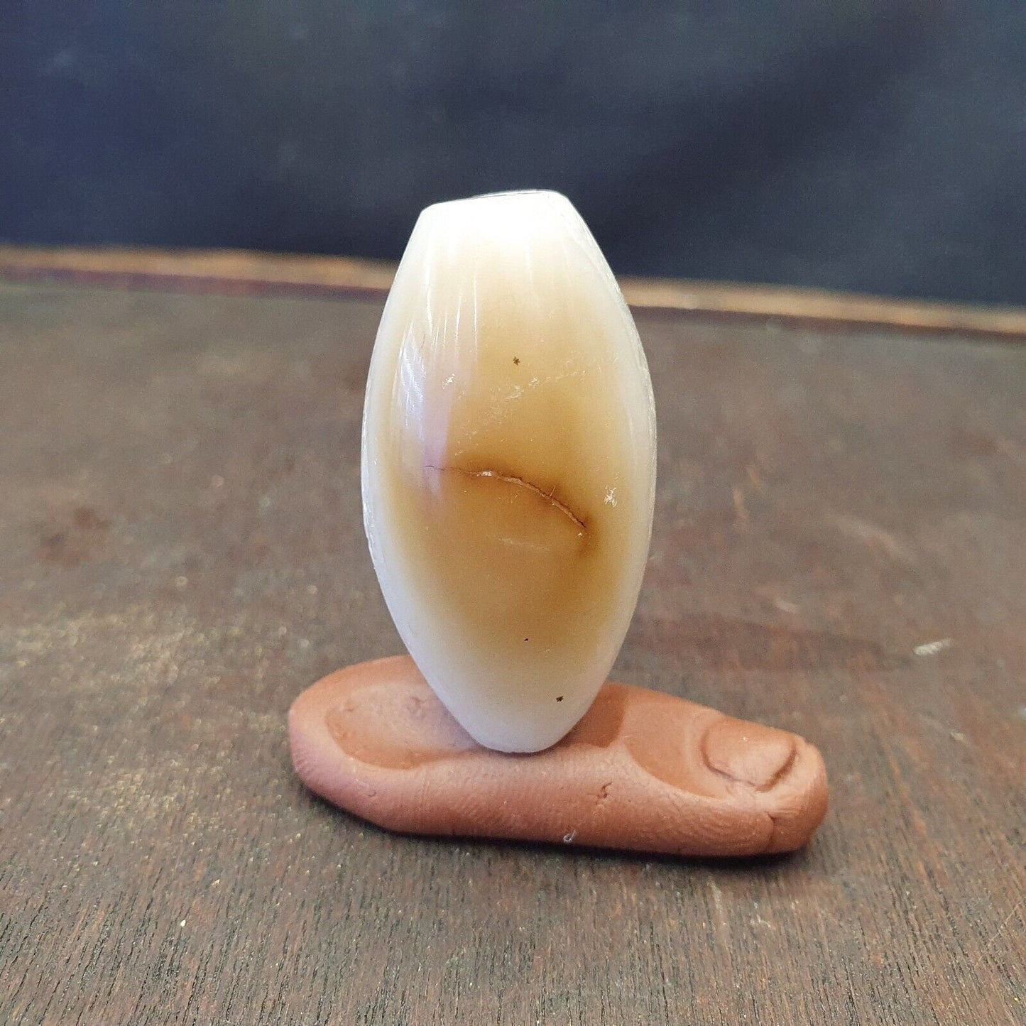 Ancient Himalayan Agate Bead: Brown & White Crystal, 42mm