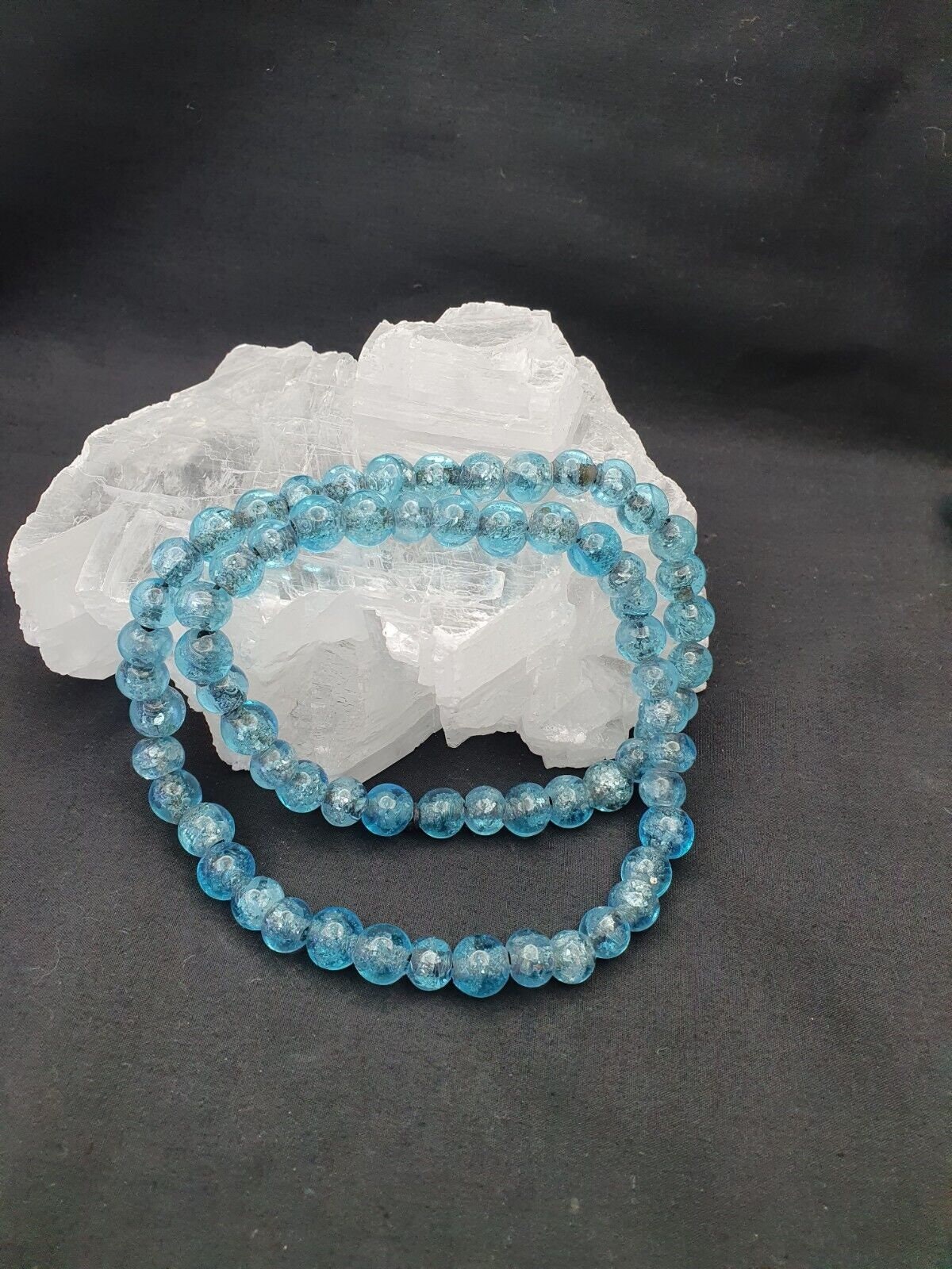Antique glass beads dutch lamp work aqua blue beads 11-11.5 mmGift