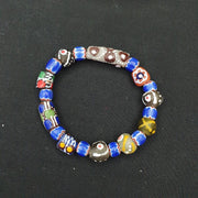 Vintage Blue Chevron African Glass Bead Bracelet