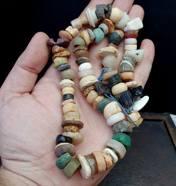 Authentic Ancient Islamic Roman Venetian Era Beads Strand Necklace #kv-kv-21