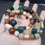 Antique ancient himalayan and african beads strand necklace #nc130 .