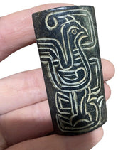 Unusual antique chinese jade double cong vase bead pendant carving bird