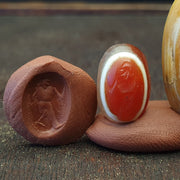 Lot 5 pcs antique ancient luk mik eye agate dzi amulet bead intaglio human